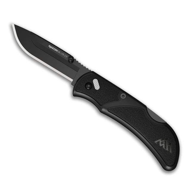 OUTDOOR EDGE 2.5" Razor EDC Lite - RazorSafe Replaceable Blade Folding Pocket Knife with Pocket Clip for Everyday Carry (Black, 2 Black Blades)