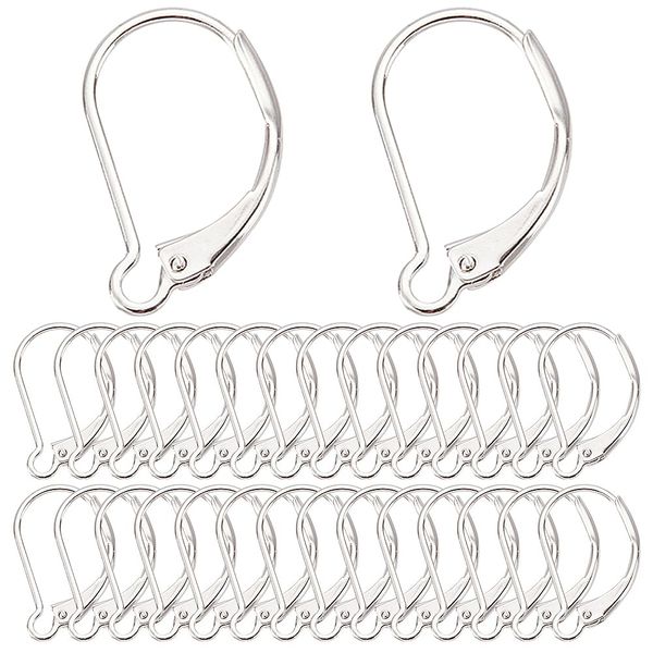 SUNNYCLUE 1 Box 40Pcs 925 Sterling Silver Plated Leverback Earring Findings French Leverback Earring Hooks Lever Back Earwire Leverbacks for Jewellery Making Accessories DIY Dangle Earrings Supplies