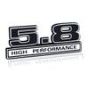 Black & Chrome 5.8 High Performance Engine Emblem Logo - 5" Long
