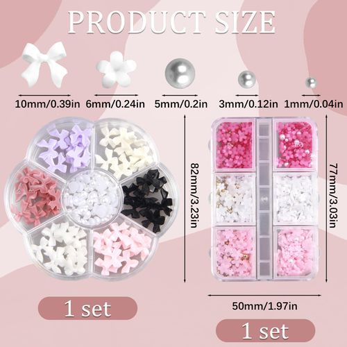 2 Strass per Nail Art, Fiocchi per Unghie 3D Ciondoli Fiori Charms per Nail Art per Donne Ragazze