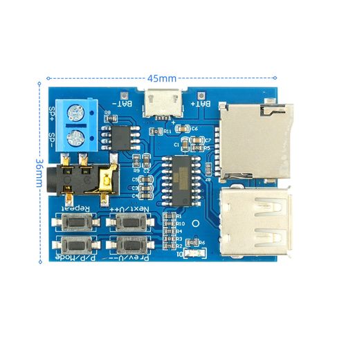 MTDELE 5Pcs Small Amplifier TF Card U Disk Play MP3 Decoder Player Module Micro USB 5V Power Supply with Audio Amplifier