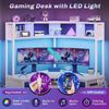 Corner Desk, Small Computer Desk with Hutch & LED Lights, Small Office Desk
