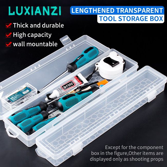 LUXIANZI Plastic Tool Storage Box With Locking Handle Removable Compartment  Repair Hardware Tools Portable Case Shockproof