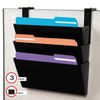 deflecto DocuPocket Stackable Three-Pocket Partition Wall File, 3 Sections, Letter Size, 13" x 4", Black