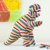 Multi Striped Knitted T Rex Dinosaur Soft Toy. Suitable from Birth