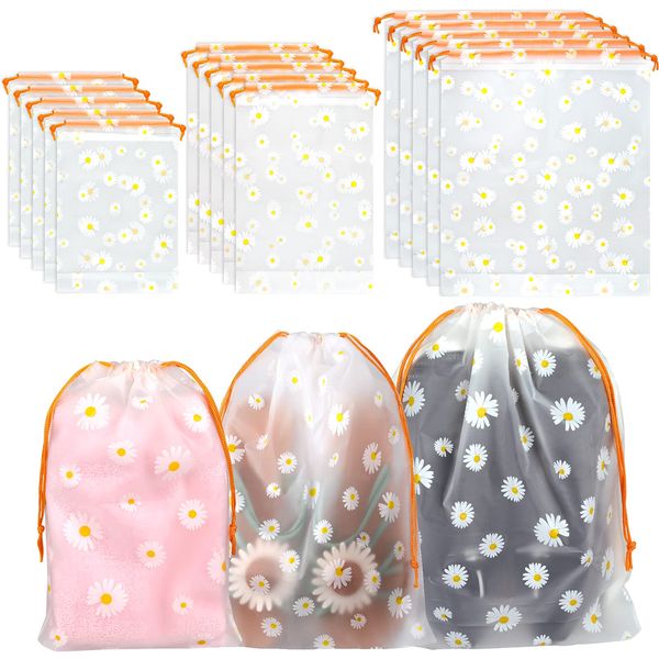 15Pcs Travel Shoe Bags, Waterproof Drawstring Storage Bags, 3 Sizes Reusable Space Saver Storage Bag for Toys Shoe Clothes Towel