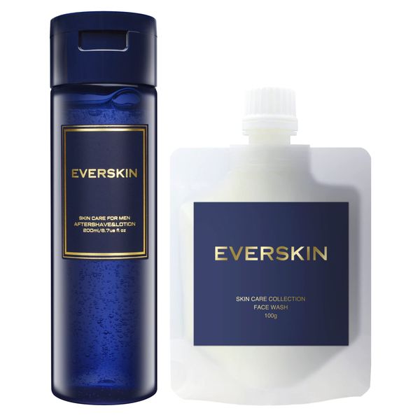 EVERSKIN Men's Skin Care Set, Lotion & Dense Foaming Face Wash, Men's Aging Care, Father's Day, Gift, 7.8 fl oz (200 ml) & 3.5 oz (100 g), Made in Japan