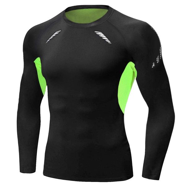 Sykooria Mens Compression Top Base Layer T-Shirt Quick Dry Sports T Shirt for Gym Fitness Running Workout Green