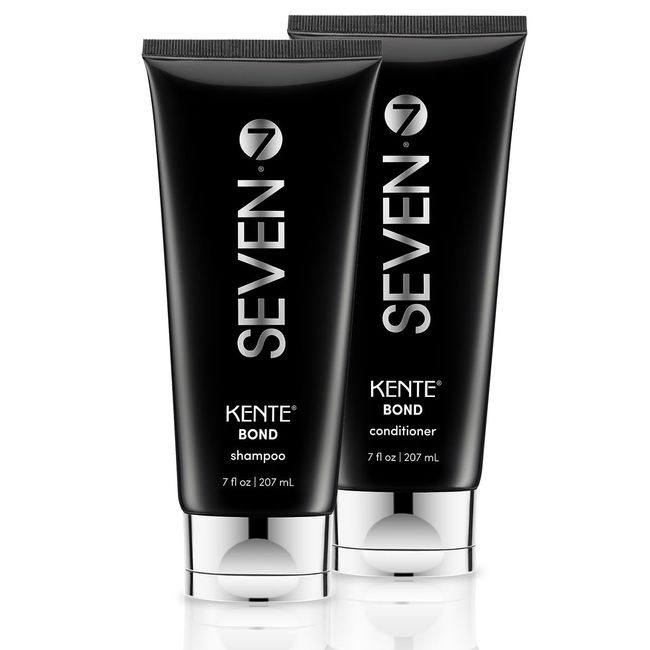 SEVEN haircare - Kente BOND shampoo & conditioner with Vit B5 - Strengthening Cleansing Set for Damaged Hair - Repair Damaged Hair & Mend Split Ends - Sulfate Free & Paraben Free - 7 oz