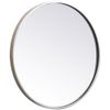 Pemberly Row 21" Round Mid-Century Metal Frame Mirror in Silver