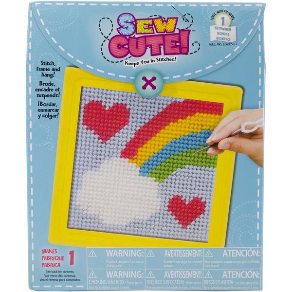 Colorbok 61904 Rainbow Learn to Sew Needlepoint Kit, 6-Inch by 6-Inch, Yellow Frame