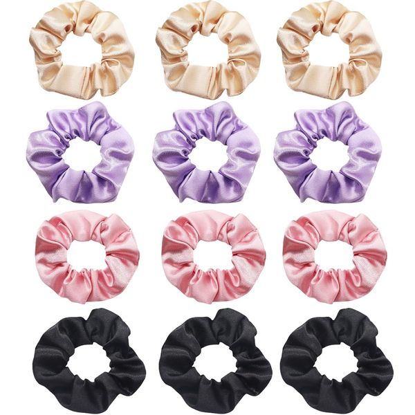 12 Stück Haargummis Scrunchies aus Samt für Damen, Weiche elastische Haarbänder Haarschmuck, Neutrale Farben, 12 Stück