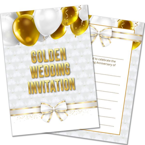 Olivia Samuel 20 x Golden Anniversary Party Invites from A6 Double Sided Cards with Envelopes