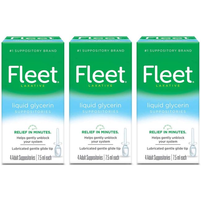 Fleet Suppositories, Liquid Glycerin, Laxative, Adult, 4 Pack - 4 pack, 7.5 ml suppositories