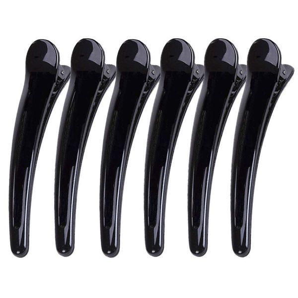 shefun Dakkar JP166 Professional Large Black Makeup Beauty Salon Commercial Powerful, Lightweight, Painless, Hair Clips, Set of 6, 3.1 inches (8 cm), 3.7 inches (9.5 cm), 4.7 inches (12 cm), (M) 6 Pieces 3.7 inches (9.5 cm))