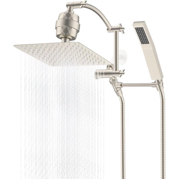Metal 10'' Filtered Rainfall Shower Head with Handheld Combo, High Pressure Show