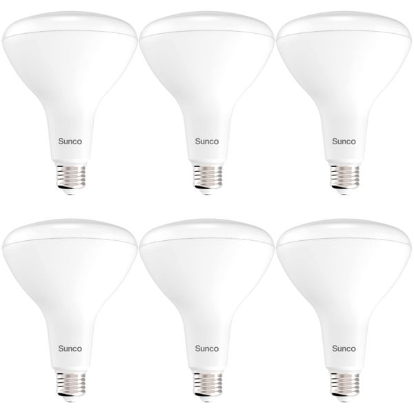 Sunco 6 Pack BR40 Light Bulb, LED Indoor Flood Light, Dimmable, 4000K Cool White, 1400 LM, E26 Base, Recessed Can Light, High Lumen, Flicker-Free - UL & Energy Star, 120W Equivalent 17W