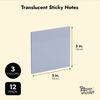 12 Pack Transparent Sticky Notes 3 x 3 In, Self-stick Pads, 600 Sheets, 3 Colors