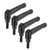 sourcing map M6 x 16mm Handle Adjustable Clamping Lever Thread Push Button Ratchet Male Threaded Stud Knobs Locking Rotating Screw Handles Quick Release Bolt Black 4pcs
