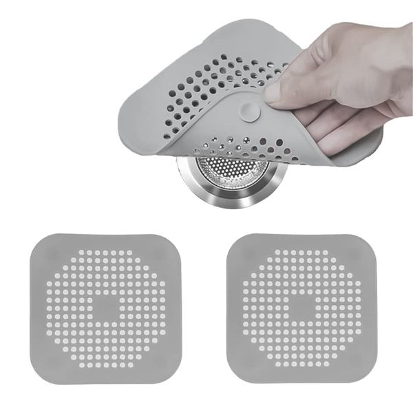 Lmyzcbzl Silicone Drain Strainers, 2 Pcs, Grey, Silicone Material, Smooth Finish, DRAIN_STRAINER, for Kitchen, Bathtub and Bathroom