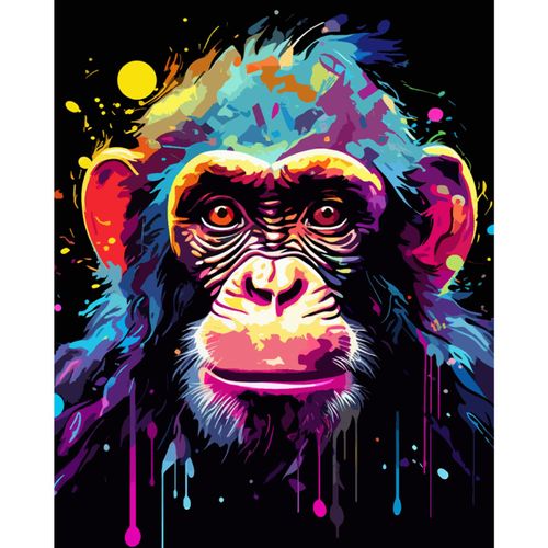 Tucocoo Graffiti Monkey Paint by Number for Adults, DIY Digital Oil Painting Kits on Canvas with Brushes and Acrylic Pigment, Animal Cartoon Style Colourful for Home Wall Decor 16x20inch (Frameless)