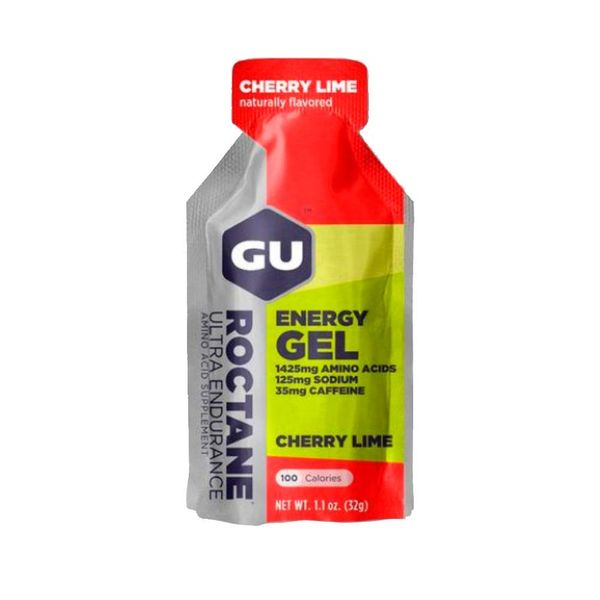 GU Energy Roctane Ultra Endurance Energy Gel, Vegan, Gluten-Free, Kosher, and Dairy-Free On-The-Go Sports Nutrition for Running, Biking, Hiking or Skiing, 24-Count, Cherry Lime