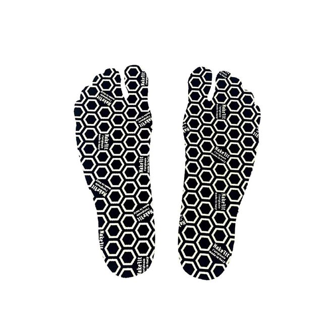 NAKEFIT Nake-Fit Sandals, Stick on the Soles, Barefoot, Sticker, Pool, Beach, Fall Prevention, 3 Pairs per Pack, black (black 19-3911tcx), 17.5~19.0 cm