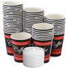 12oz Design Coffee Cups and White Dome Lids Hot Cold Drinks Disposable 150pcs