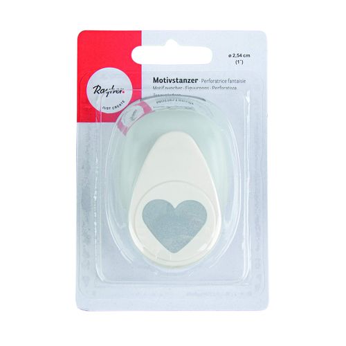 Rayher Paper Craft Punch with Heart Design, Lever Punch for Card Making and Scrapbooking, 2.54cm, 1", 89832000