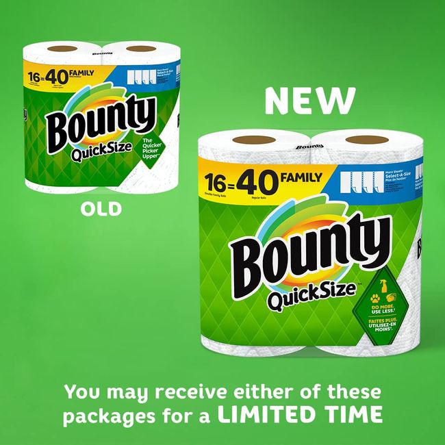 Bounty Select-A-Size Paper Towels, White, 8 Double Plus Rolls = 20