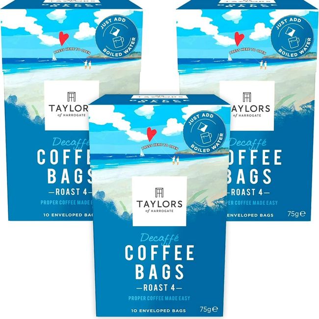 Taylors of Harrogate Decaffe Coffee Bags - 10 enveloped bags (Pack of 3, total of 30 Coffee Bags)