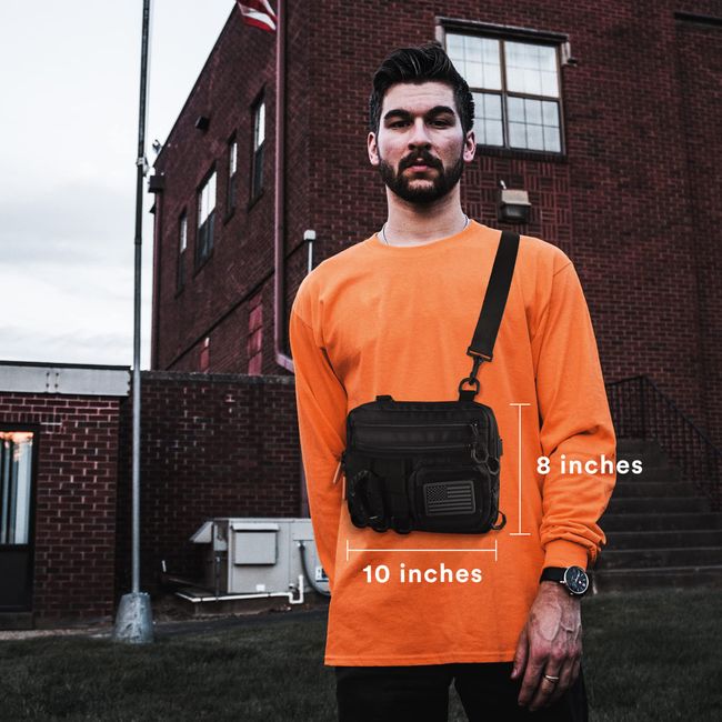 Fitdom Tactical Inspired Sports Utility Chest Pack. Chest Bag for Men with  Built-in Phone Holder. This EDC Rig Pouch Vest is Perfect for Workouts