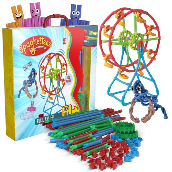 spaghetteez Fusilli Wheel Set- Buildable Amusement Ride + Gorilla STEM Kit for Kids- Educational, Fun and Stress Relief Toy- Ideal for Age 5+