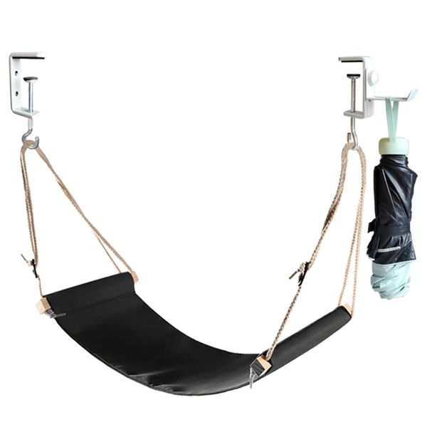 DMcore Canvas Foot Rest Hammock, Adjustable Mini Foot Rest Stand Under Desk H...