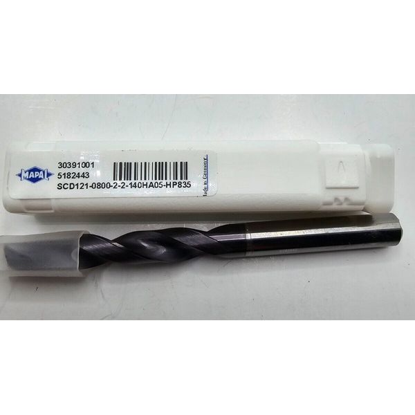 Mapal MEGA-Drill-Inox Solid Carbide Drill 30391001 SCD121-0800-2-2-140HA05-HP835