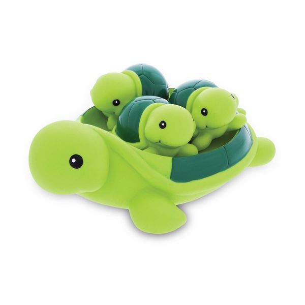 Dollibu Green Sea Turtle Family Animal Bath Squirters 4 Piece Bath Toy Set, Kids Bath Toys for Bathtime. Pool, Sand & Water Fun, Girls & Boys Floating Rubber Squirt Toys, Pool Toys for Children