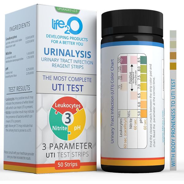 3-In-1 Full Panel UTI Test Strips for Women, Men & Kids 50Ct, Urinalysis Urine T