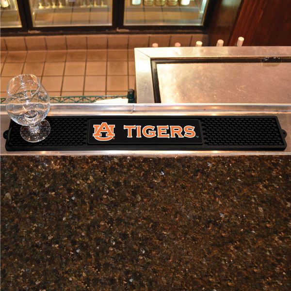 FANMATS 14017 Auburn Tigers Drink Bar Mat - 3.25in. x 24in. - Durable Dish Drying Mat, Easy Clean, Counter Mat,Black