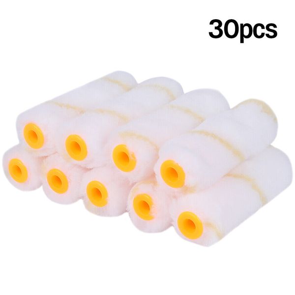 30 Rolls 4" inch Mini Paint Roller Covers Refill Gold Stripe Soft Woven 1/2" Nap