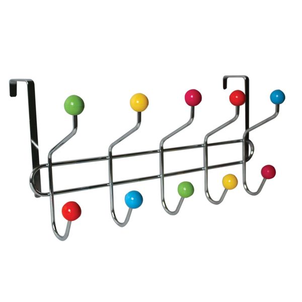 Top Home Solutions® Chrome 10 Hook Over Door Hanger, Multi Colour