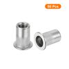 sourcing map 60Pcs Rivet Nuts Flat Head, M6 Stainless Steel 304 Threaded Insert Nuts Knurled Body