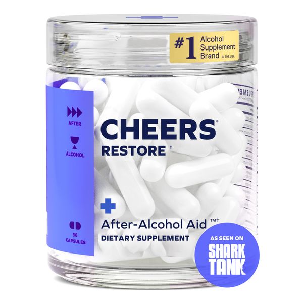 Cheers Restore | Supplement with DHM + L-Cysteine | Feel Better After Drinking & Support Your Liver | 12 Doses | Dihydromyricetin, Cysteine, Prickly Pear, B-Vitamins, Ginger