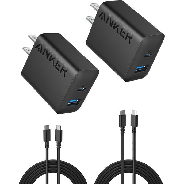 Anker iPhone 16 Charger 20W USB C&USB-A Wall Charger w/ 5ft Charging Cable,2Pack
