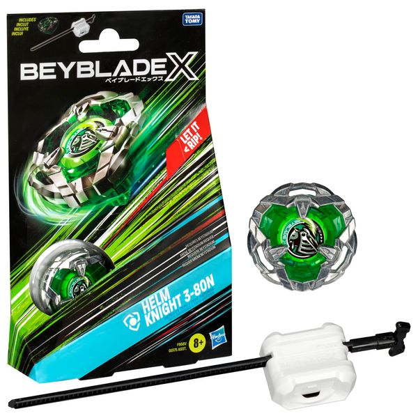 Beyblade X Helm Knight 3-80N Starter Pack Set with Defense Type Right-Spinning Top and Launcher; Battling Top Toys for 8 Year Old Boys and Girls