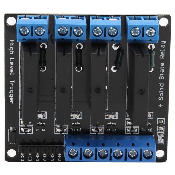 Solid State Relay, 4-Channel 5V Solid State Relay DC to AC Solid State Relay Module High Level Trigger with Fuse 2A