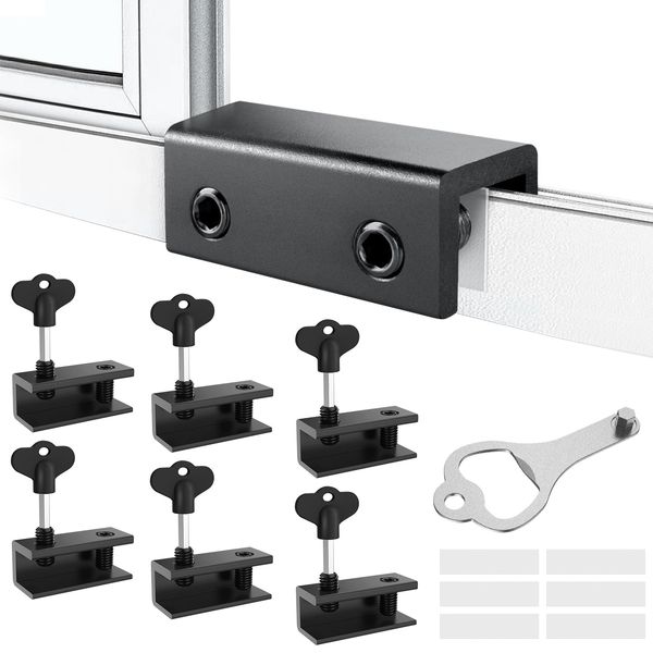 Window Lock Stoppers, 6 Windows, Lock Window, Security Prevention, Set of 6 Stoppers, Sash Stopper, Tool Included, Veranda, Window, Keys, Anti-theft and Prowling