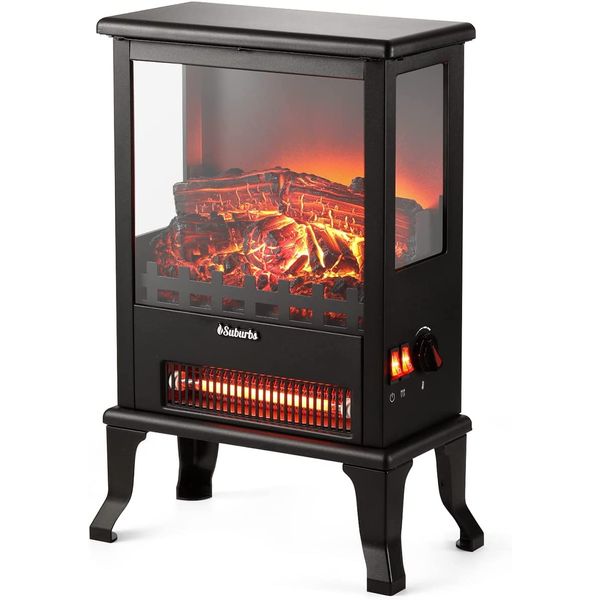 Suburbs TS17Q Infrared Electric Fireplace Stove, 19" Freestanding Stove Heater w