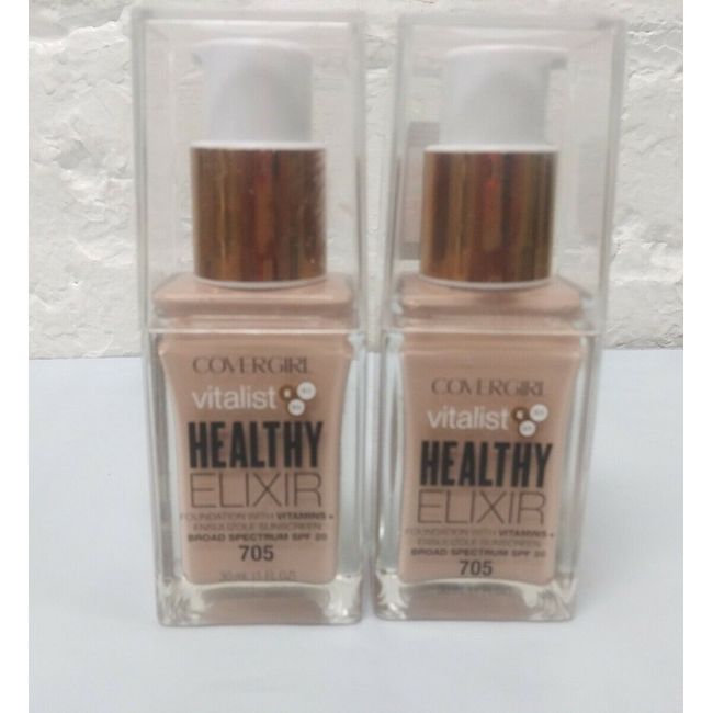 2 ~ COVERGIRL VITALIST HEALTHY ELIXIR FOUNDATION  705 IVORY  1.0 OZ ea