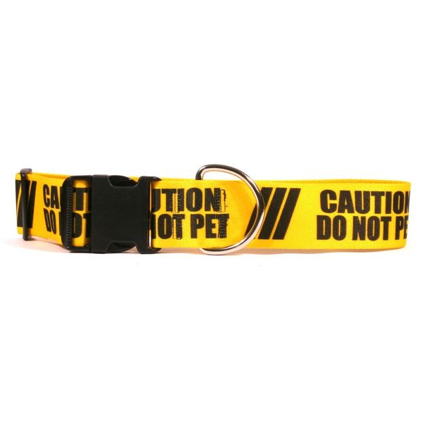 Yellow Dog Design Big Dog 2": Caution Do Not Pet Collar | Medium 14" - 20", 2" Wide, Yellow, (PET221)