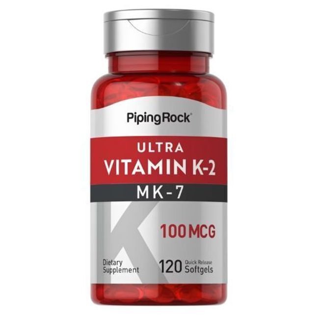 Vitamin K2 MK7 100mcg | 120 Softgels | Non-GMO, Gluten Free | by Piping Rock